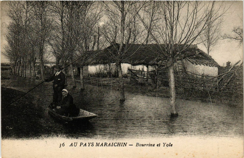 Carte postale ancienne Au Pays Maraichin - Bourrine et Yole