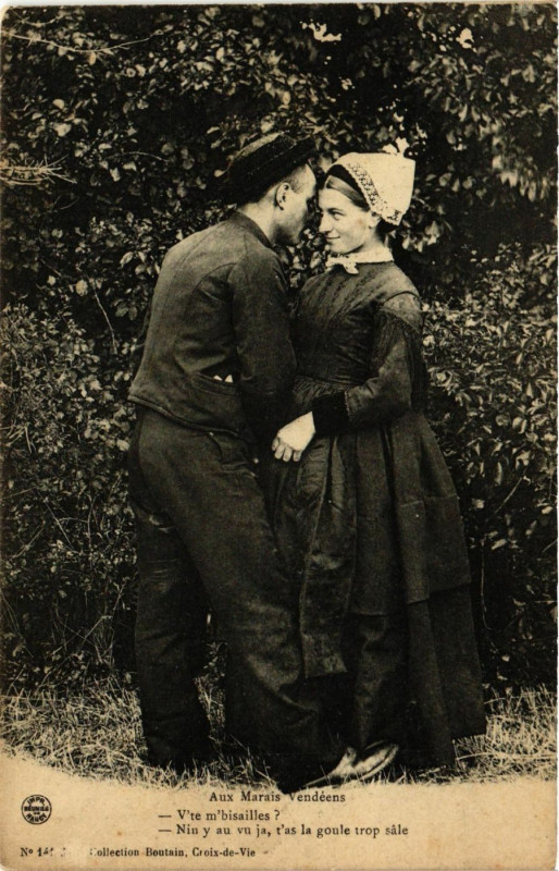 Carte postale ancienne Aux Marais Vendéens - V'te m'bisailles ?