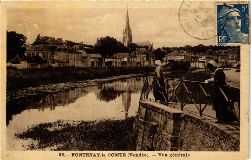 Carte postale ancienne Fontnay-le-Comte - Vue générale