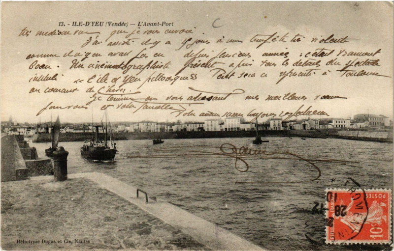 Carte postale ancienne Ile - D'Yeu - L'Avant-Port