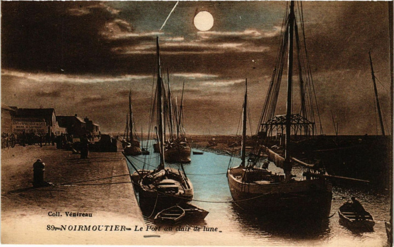 Carte postale ancienne Noirmoutier - Le Pont au clair de lune