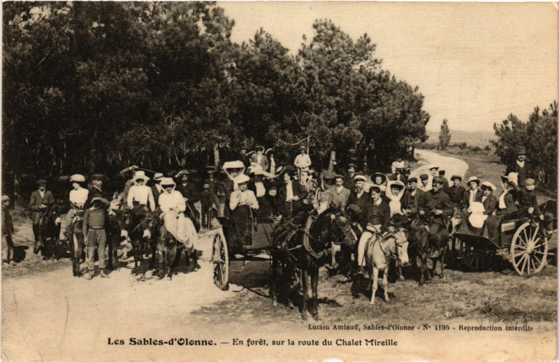 Carte postale ancienne Les Sables-d'Olonne - En foret sur la route du Chalet Mireille aux Sables-d'Olonne