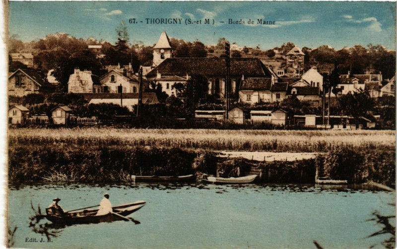 Carte postale ancienne Thorigny - Bords de Marne à Thorigny