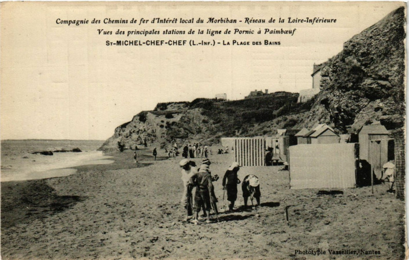 Carte postale ancienne Saint-Michel-Chef-Chef - La Plage des Bains
