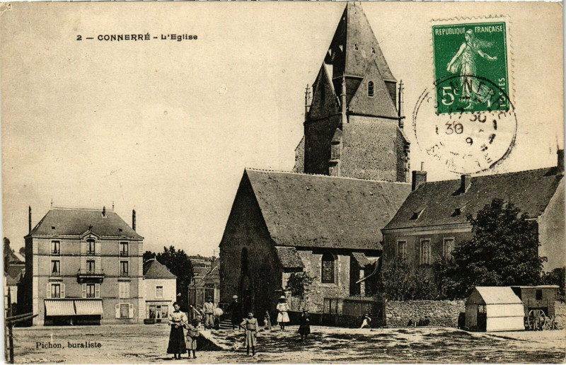 Carte postale ancienne Connerre - L'Eglise à Connerré
