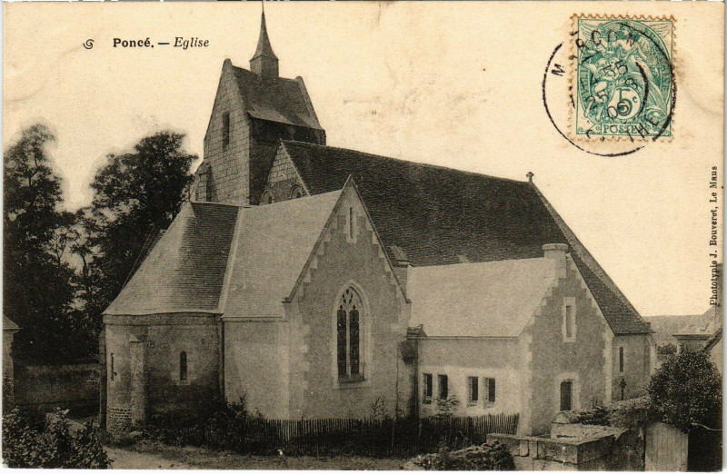 Carte postale ancienne Poncé - Eglise