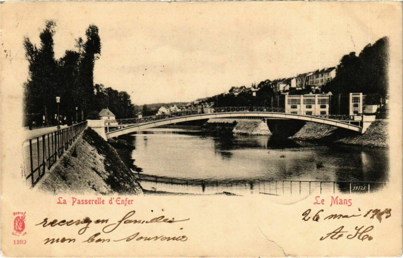 Carte postale ancienne Le Mans La Passerelle d'Enfer au Mans