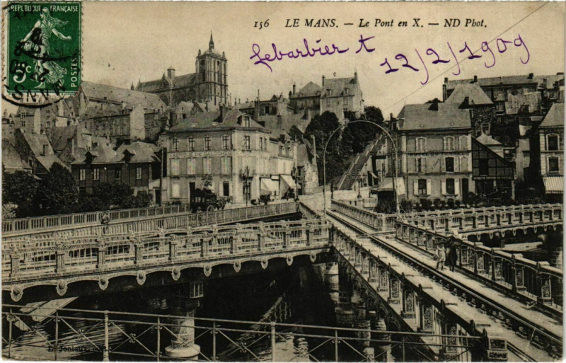 Carte postale ancienne Le Mans Le Pont en X. au Mans
