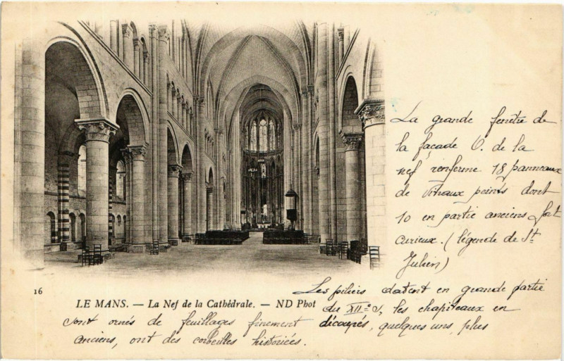 Carte postale ancienne Le Mans La Nef de la Cathédrale au Mans