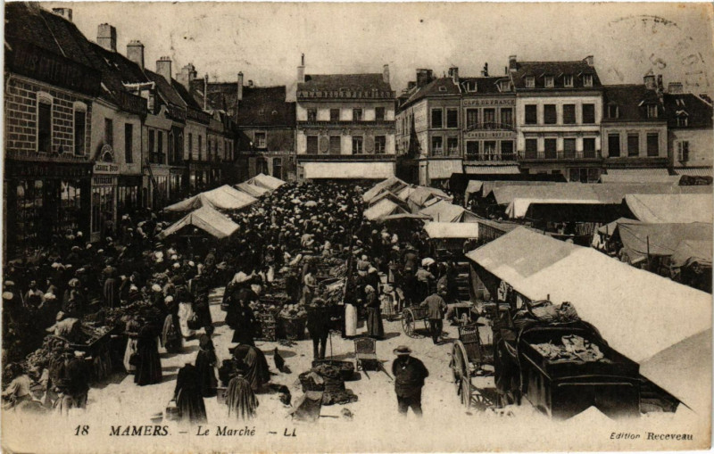 Carte postale ancienne Mamers - Le Marché à Mamers