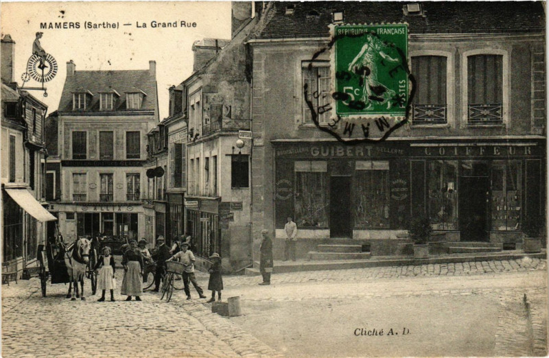 Carte postale ancienne Mamers - La Grand Rue à Mamers