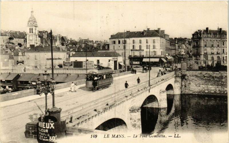 Carte postale ancienne Le Mans - Le Pont Gambetta au Mans