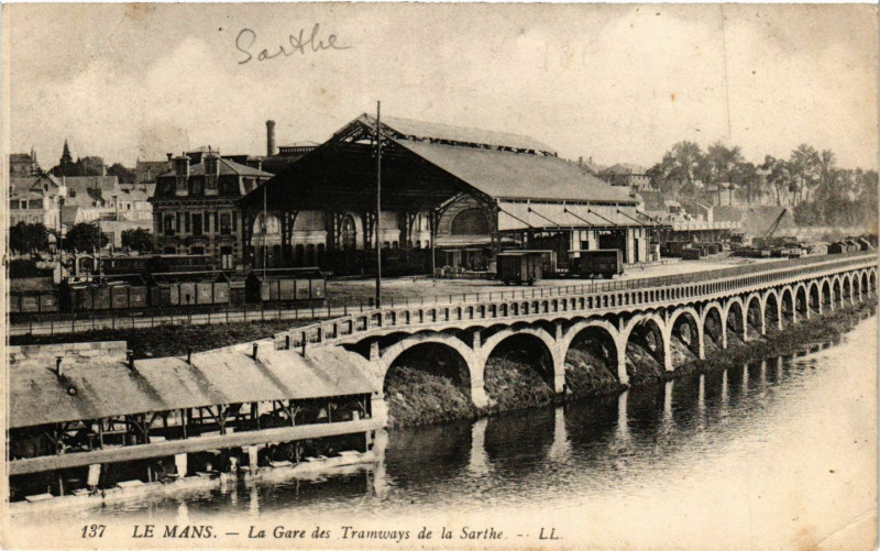 Carte postale ancienne Le Mans - La Gare des Tramways de la Sarthe au Mans