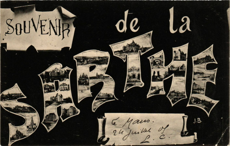 Carte postale ancienne Souvenir de la Sarthe