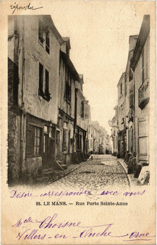 Carte postale ancienne Le Mans - Rue Porte Sainte-Anne au Mans