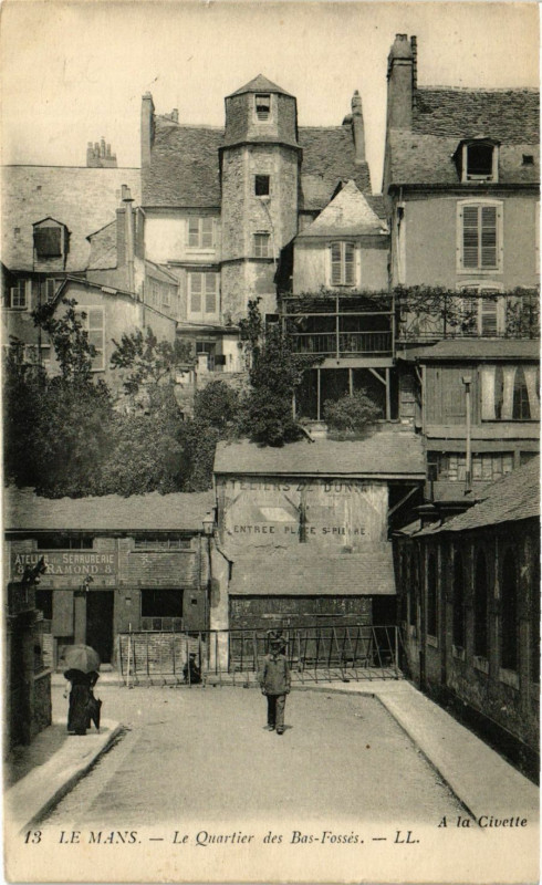 Carte postale ancienne Le Mans - Le Quartier des Bas-Fosses au Mans