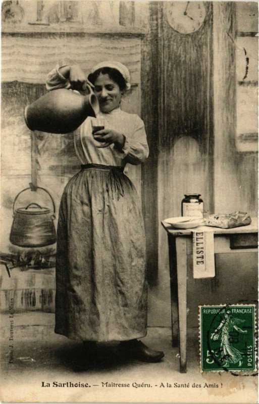 Carte postale ancienne La Sarthoise - Maitresse Queru - A la Sante des Amis