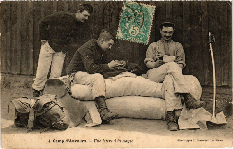 Carte postale ancienne Camp d'Auvours - Une lettre a la payse