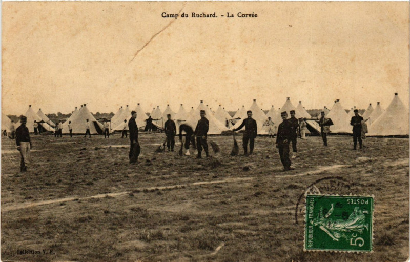 Carte postale ancienne Camp du Ruchard - La Corvée