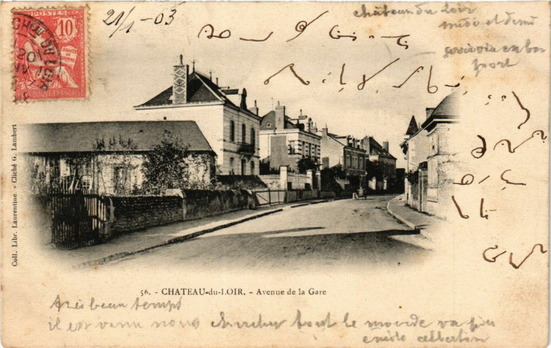 Carte postale ancienne Chateau-du-Loir - Avenue de la Gare