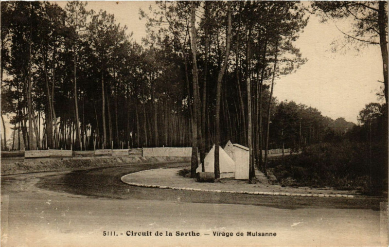 Carte postale ancienne Cirquit de la Sarthe - Virage de Muisanne