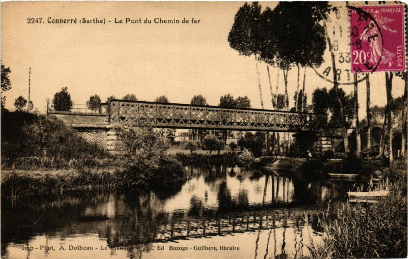 Carte postale ancienne Connerre - Le Pont du Chemin de fer à Connerré