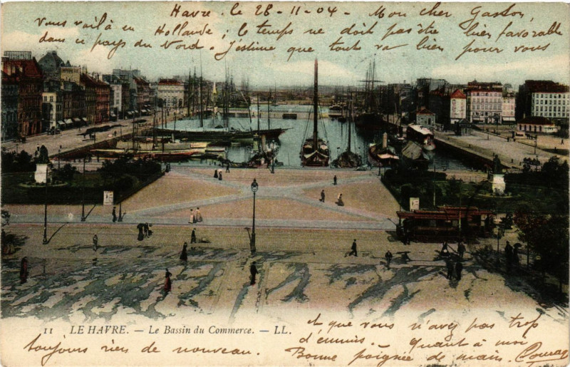 Carte postale ancienne Le Havre - Le Bassin du Commerce