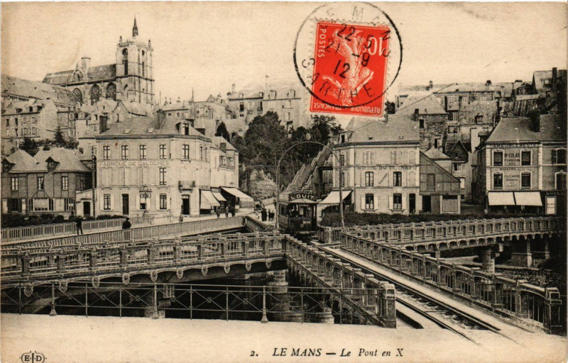 Carte postale ancienne Le Mans - Le Pont en X au Mans