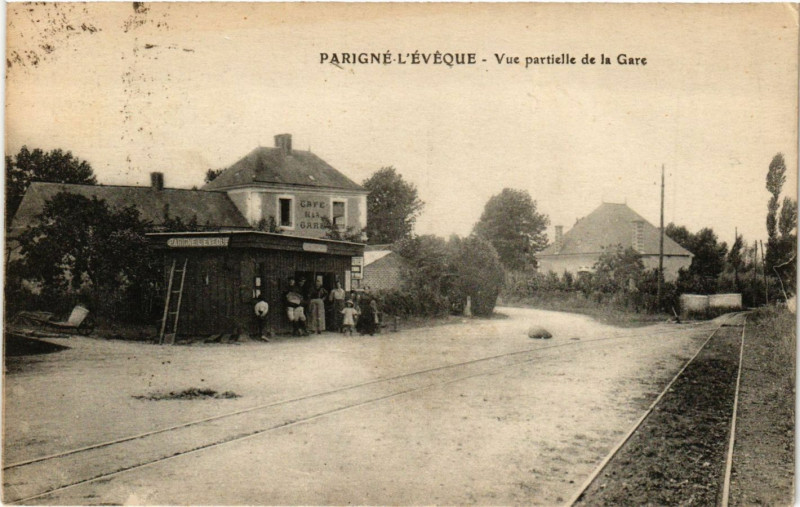 Carte postale ancienne Parigne - L'Eveque - Vue partielle de la Gare