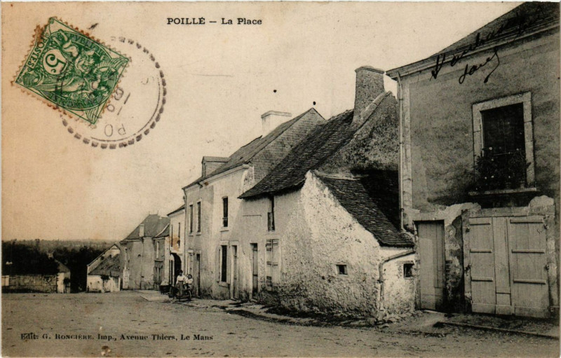 Carte postale ancienne Poille - La Place