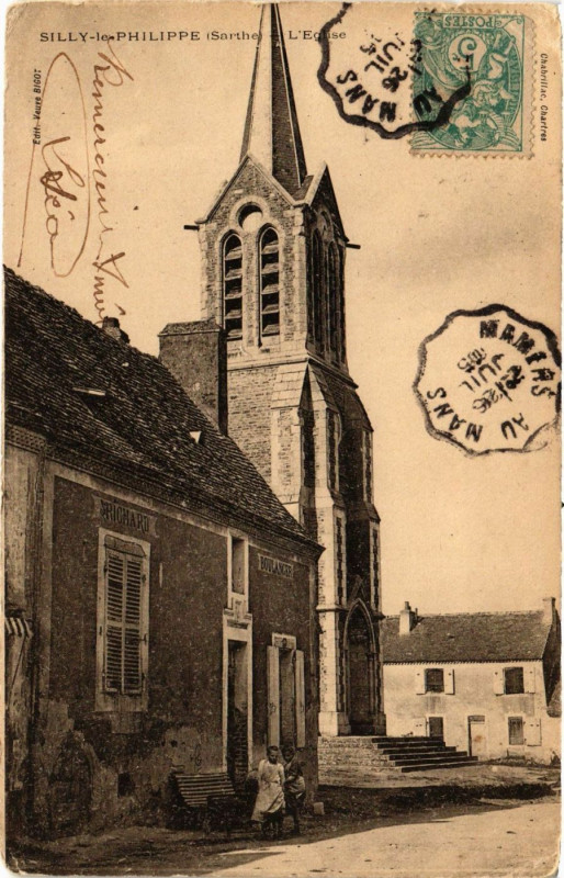 Carte postale ancienne Silly-le-Philippe - L'Eglise