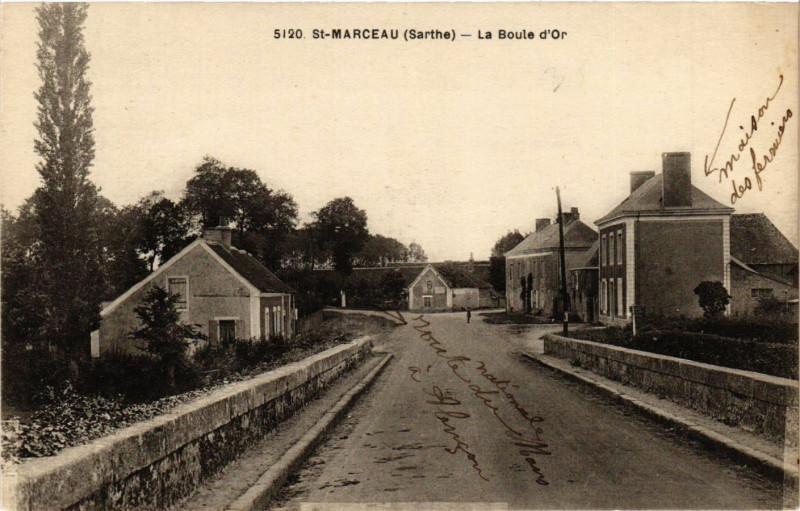 Carte postale ancienne Saint-Marceau - La Boule d'Or à Saint-Marceau