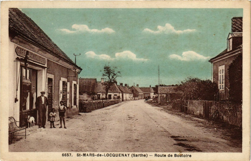 Carte postale ancienne Saint-Mars-de-Locquenay (Sathe) - Route de Bouloire à Saint-Mars-de-Locquenay