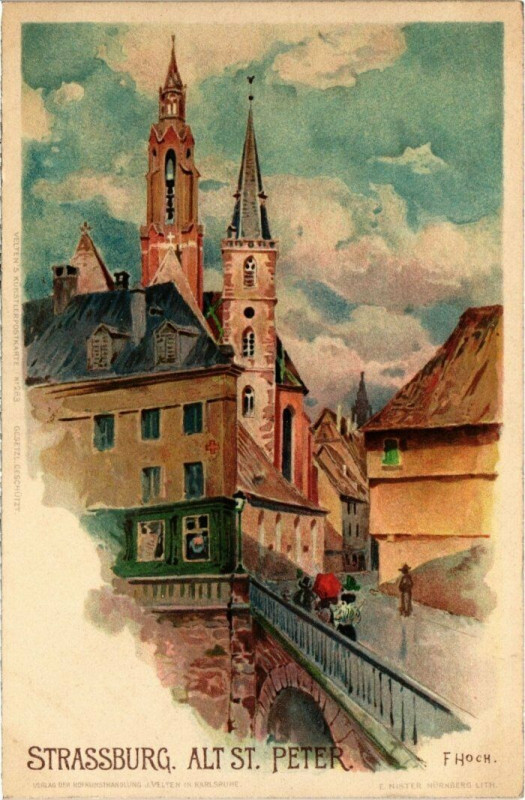 Carte postale ancienne Litho Strasbourg - Alt Saint-Peter à Strasbourg