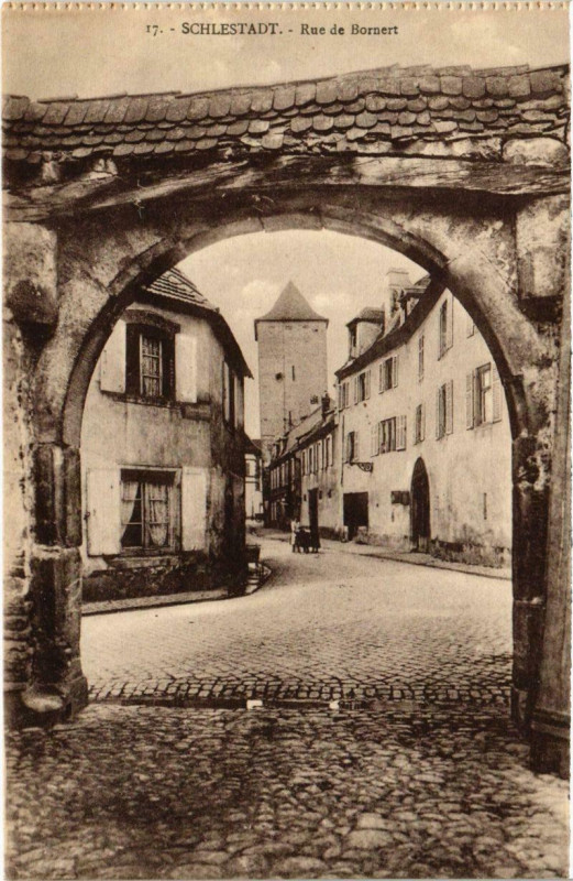 Carte postale ancienne Schlestadt - Rue de Bornert