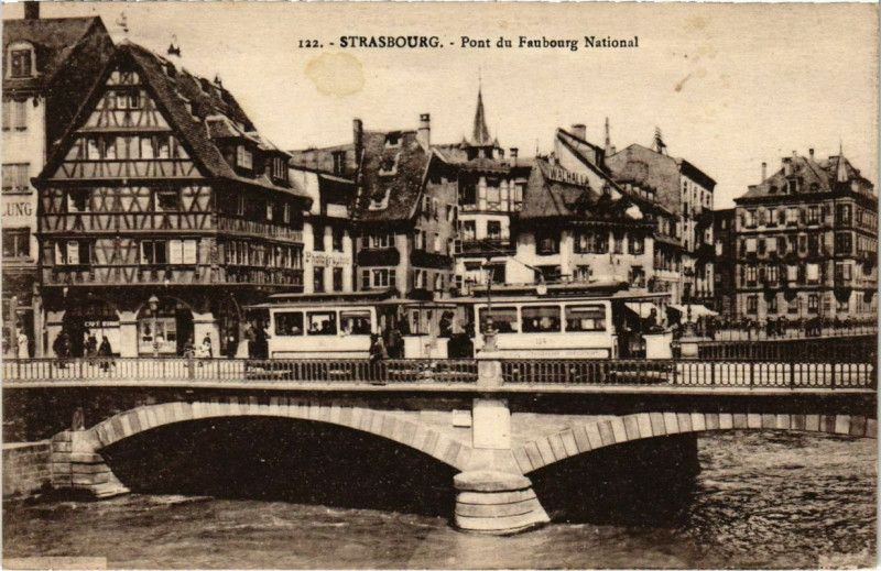 Carte postale ancienne Strasbourg - Pont du Faubourg National à Strasbourg