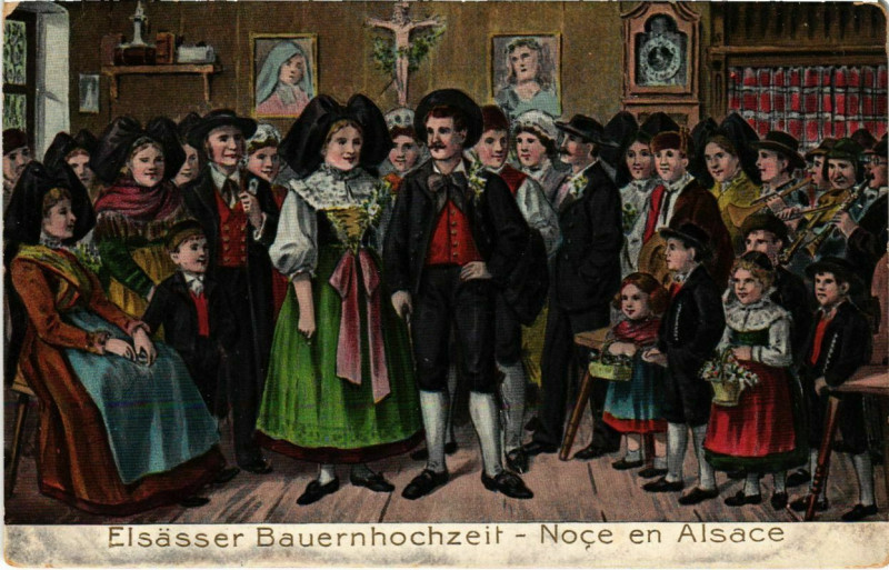 Carte postale ancienne Elsasser Bauernhochzeit - Noce en alsace