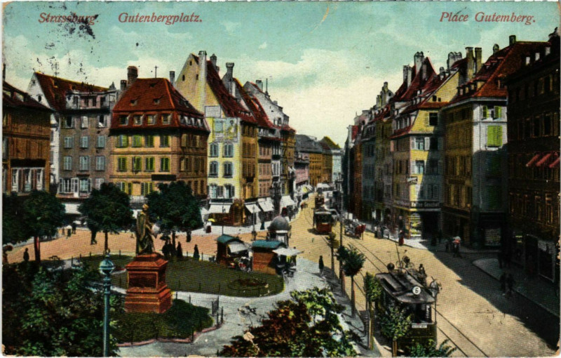 Carte postale ancienne Strasbourg Place Gutenberg à Strasbourg