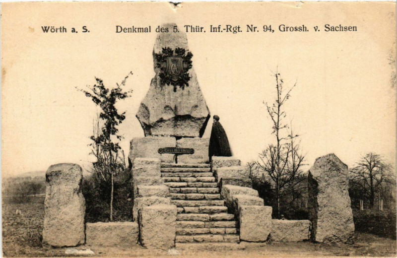 Carte postale ancienne Woerth - Worth a. S. - Denkmal des 5. Thur. Inf.-Rgt. Nr. 94 à Woerth