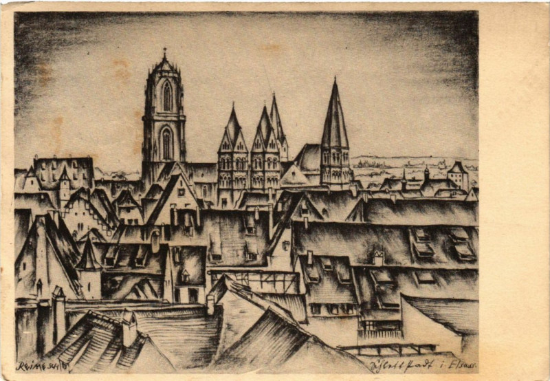 Carte postale ancienne Selestat - Selestat - Schlestadt - Vue générale à Sélestat