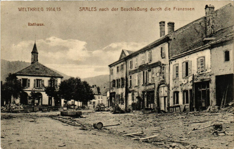 Carte postale ancienne Saales - Saales nach der Beschiessung durch die Franzosen à Saales