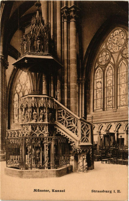 Carte postale ancienne Strassburg - Munster - Kanzel