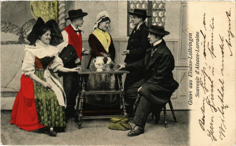 Carte postale ancienne Souvenir d'Alsace-Lorraine - Folklore - Types