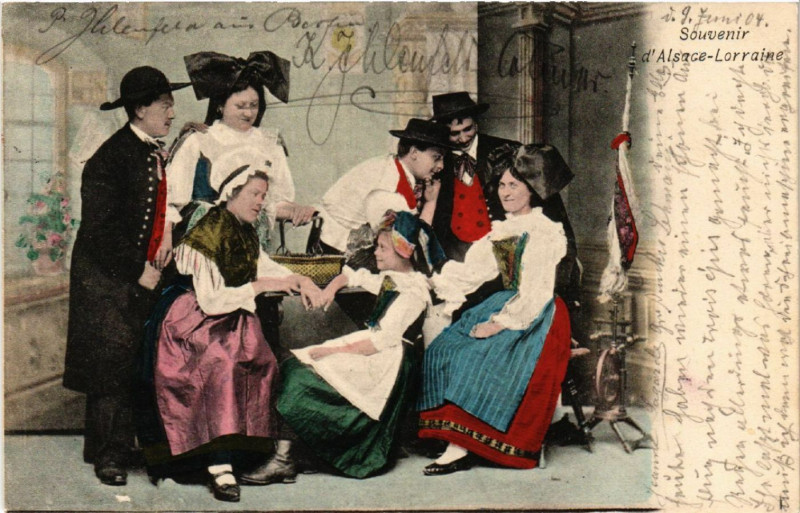 Carte postale ancienne Souvenir d'Alsace-Lorraine - Folklore - Types
