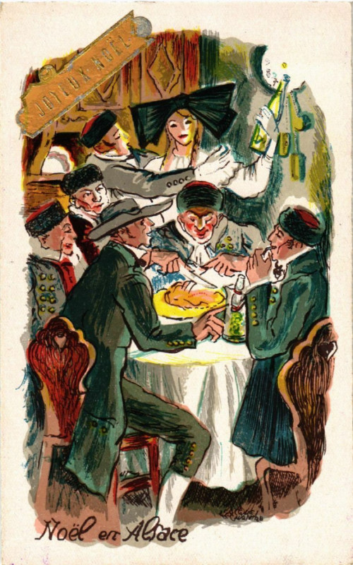 Carte postale ancienne Noel en Alsace - Folklore - Types