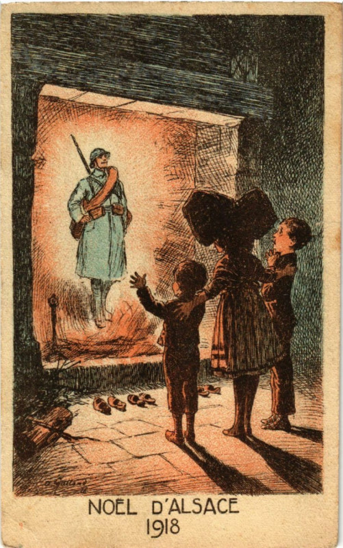 Carte postale ancienne Noel d'Alsace - 1918 - Folklore - Types