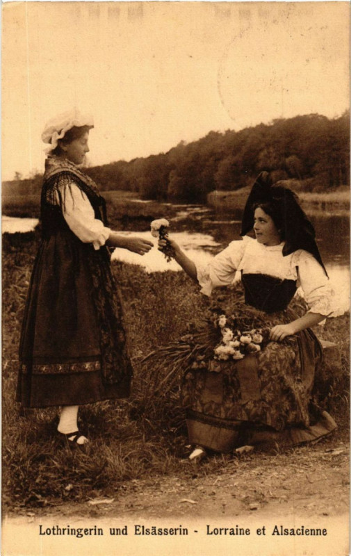 Carte postale ancienne Lorraine et Alsacienne - Lothringerin und Elsasserin - Folklore