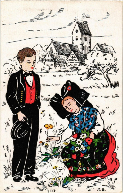 Carte postale ancienne L'Alsace Liberée - Cite Alsacien - Folklore - Types