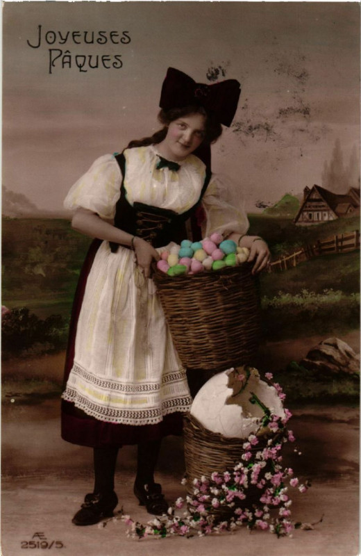 Carte postale ancienne Joyeuses Paques - Folklore - Type
