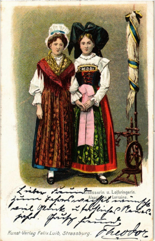 Carte postale ancienne Elsasserin u. Lothringerin - Alsacienne et Lorraine - Folklore